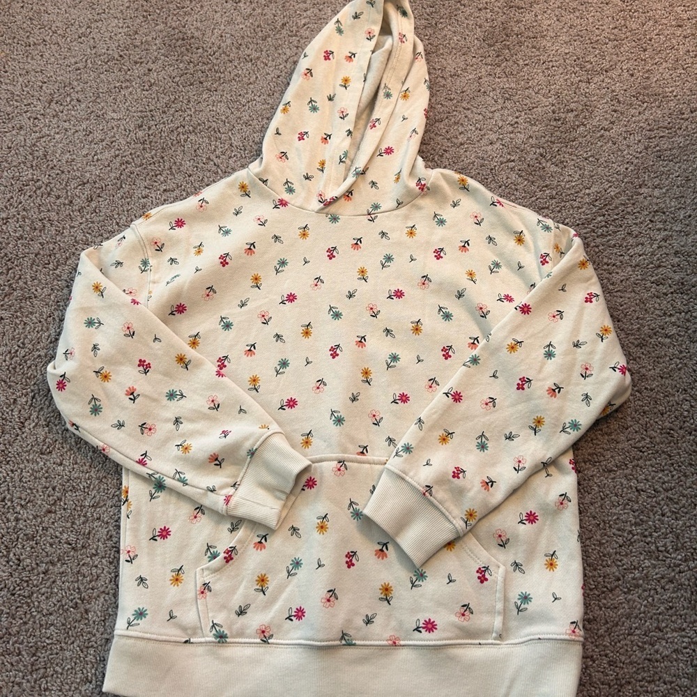 Wonder Nation Girls Floral Hooded Light Pull Over Sweatshirt Pockets

Size L